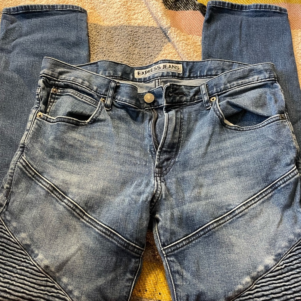 Express Distressed Slim Leg Jeans